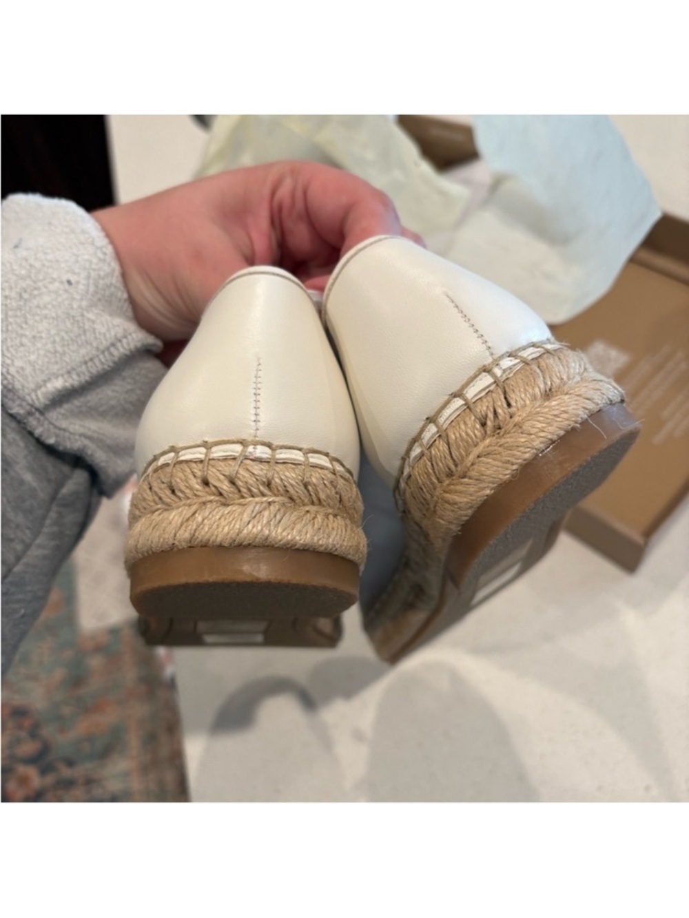 Dolce Vita Cream Mary Jane Espadrille Flats with Bow - Picture 4 of 7